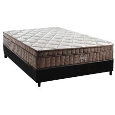 Cama Box Casal: Colchão Ortopédico D28 - Ag65 Anjos Star + Base Crc Suede Black (138x188)