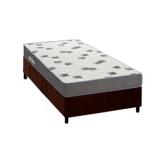 Cama Box Solteiro: Colchão Espuma D33 Ortobom Light Saúde + Base Crc Suede Brown (88x188)