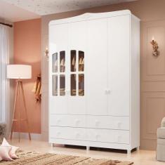 Guarda Roupa de Bebê 4 Portas com Janela 4 Gavetas Maya Clássico Espre