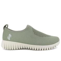 Tênis Feminino Slip On Tricot Monograma Sálvia Usaflex AE2208