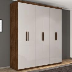 Guarda Roupa Casal Dubai 6 Portas de Bater MDP-MDF Malbec Off White Framar Móveis
