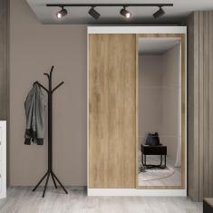 Guarda Roupa Casal 2 Portas de Correr Branco 2 Gavetas Nivus MDP com Espelho Carraro