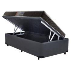 Cama Box Baú Solteiro Colchão Mola Ensacada Acolchões + Box Sintético 61x88x188