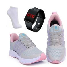 Kit Tênis Academia Feminino + Relógio Digital LED + Meia