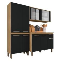 Armário Tieli Paneleiro Duplo 3 Peças Bor/preto - Móveis Arapongas Boreal/preto Fosco