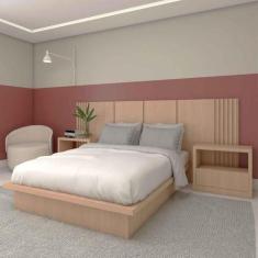 Cama Casal 1,48m Cabeceira e 2 Mesas Laterais MDF Sob Medida - Casa La