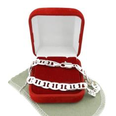 Pulseira Masculina 18Cm 8Mm Largura Folheada Prata Pl205