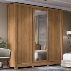 Guarda Roupa Roupeiro Casal com 3 Portas de Correr e Espelho CB07M570 
