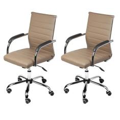 Kit 2 Cadeiras para Escritório Diretor Esteirinha Florença Caramelo