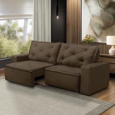 Sofá Retrátil e Reclinável 3 lugares com Molas 2,00m Ana Suede Marrom Adonai Estofados