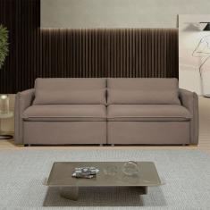 Sofá Cama 3 Lugares Aurora Retrátil Veludo Bege Escuro - Celflex