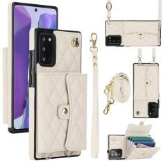 Capa carteira para Samsung Galaxy Note 20 com 4 pontos de cartão, capa de couro transversal com bloqueio de RFID, capa de telefone com suporte de fivela magnética, alça de pulso à prova de choque para