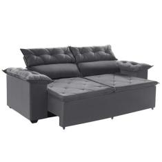 Sofá Compact 180 cm Retrátil e Reclinável com Molas Espirais Suede Cin