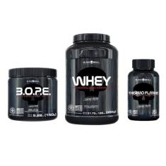 Kit whey + pré-treino bope + termogênico - BLACK SKULL, N/A, CHOCOLATE