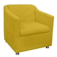 Poltrona Decorativa Tilla Pés Cromado Suede Amarelo - DS Estofados - E