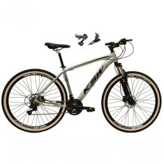 Bicicleta Aro 29 Ksw Xlt Alumínio 24v Câmbios Shimano Garfo Suspensão Pneu Faixa Bege Cinza 21