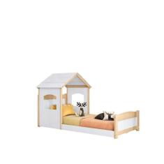 Cama Montessoriana Solteiro Casinha + Telhado Casatema Branco-natural