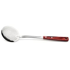 Espumadeira Polywood Tramontina em Aço Inox e Cabo Madeira, Vermelho, 