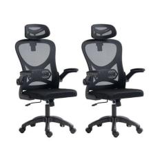 Kit 2 Cadeiras para Escritório Presidente Office Columbus com Tela Mes