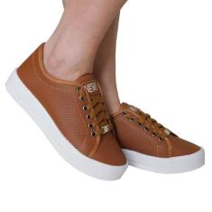 Tênis Casual Feminino Sola Branca Alta Básico Moda Leila Soares, Caram