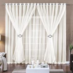 Cortina 2 Mts Voal Sala Quarto para Varão Barata Palha - 100% Poliéste