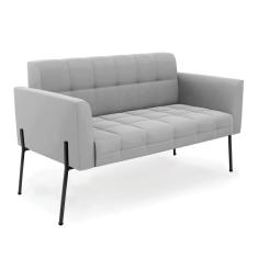 Sofá Namoradeira 2 Lugares Pé de Ferro Preto Elisa Suede Cinza D03 - D'Rossi