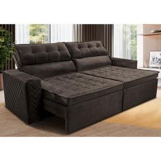 Sofá 4 Lugares Cama inBox Belém Retrátil e Reclinável Revestido em Suede Velusoft - 230cm de largura