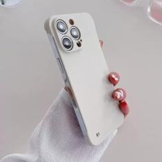 Capa sem moldura fosca de cor sólida para iPhone 14 11 12 13 Pro Max Mini XR XS Max X 7 8 Plus Capa protetora para PC rígido, marfim, para iPhone 12 Pro
