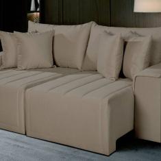 Sofá Living Retrátil com Molas 250 Cm Veludo Veneza Bege Castor
