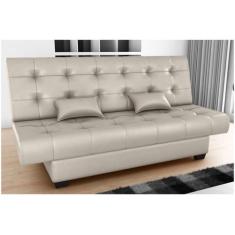 Sofá-cama 3 Lugares Casal Reclinável Veludo Matrix Laila, Bege, 3