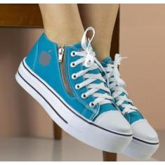 Tenis Feminino Plataforma Via Star Shoes 1001, Turquesa, 36