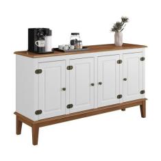 Balcão de Madeira Maciça 4 Portas - Apaixone&Decore, Branco