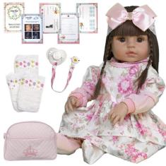 Boneca Bebe Tipo Reborn Realista Silicone Com Vários Itens - Cegonha R