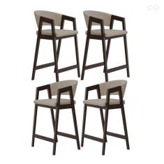 Kit 4 Banquetas Alta para Ilha de Cozinha Ravena Madeira Maciça Capucc