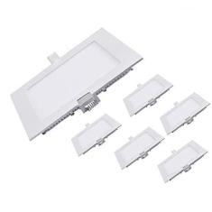 Kit 06 Painel Plafon Led 6W Quadrado Embutir Luminária Teto Branco