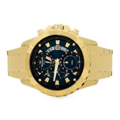 Relógio Masculino Technos Legacy Aço Inoxidável Dourado Mostrador Preto Analógico Resistente a Água Original JS15EMS/4A