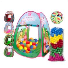 Toca Barraca Infantil + 25 Bolinhas + Bola Brinquedo Praia - dmtoys, R