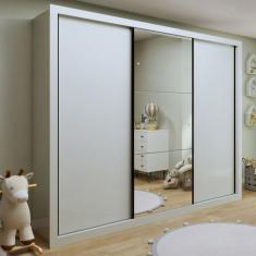 Guarda-Roupa Infantil Marcella 3 Portas 6 Gavetas com Espelho Branco - Minastex