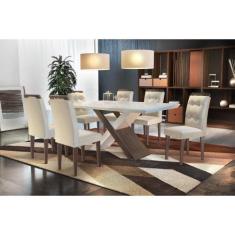 Conjunto Sala de Jantar Com 6 Cadeiras Imperatriz Rufato, Off White / 