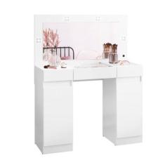 Penteadeira 3 Gavetas 2 Portas Espelho, LED Studio Albatroz, Branco Fo