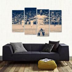 Quadro Decorativo Cr7 Sala Quarto Mosaico Em Tecido 4 Peças