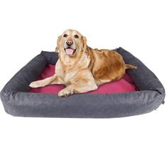Cama Para Cachorro Grande 100x87 Cm - CINZA E ROSA - 100% Lavável e Resistente - Pet Querido