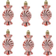 6 peças de 3,5 polegadas em forma de doces enfeites de Natal sortidos de plástico inquebrável de Natal pendurado decoração caixa conjunto feriado decoração de festa de casamento /627 (Size : Candy Ro