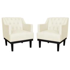 Kit 02 Poltronas Decorativa Clássica Base em Madeira Suede Cores - DS 