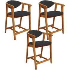 Kit 03 Banquetas Baixa Para Cozinha Sala Jantar Bancada Cecília L02 Su