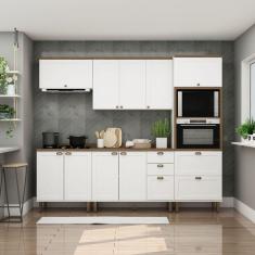 Cozinha Completa Internacional 5 Peças com Portas 4 Gavetas Branco Fosco/Ébano