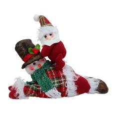 Boneco Natal Decorativo Boneco De Neve Tecido Xadrez 34cm