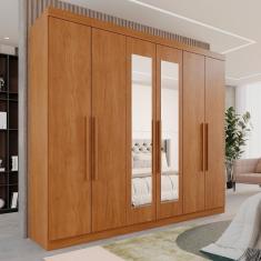 Guarda-roupa Casal 6 Portas 3 Gavetas com Espelho Roma Espresso Móveis Cinamomo