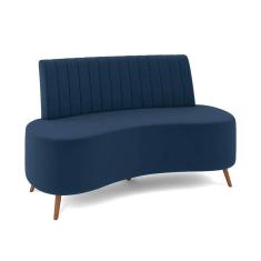 Sofá 2 Lugares Living 135cm Pé Palito Maraú Veludo Azul Marinho K01 - D`rossi
