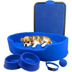 Kit Pet Pequeno Cama Europa Sanitário Comedouro Coleira Bola - Supri P